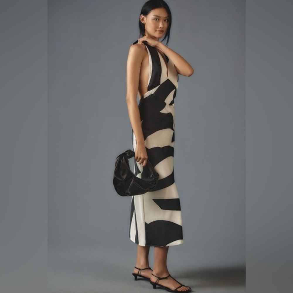 Elegant Black and White Midi Dress
